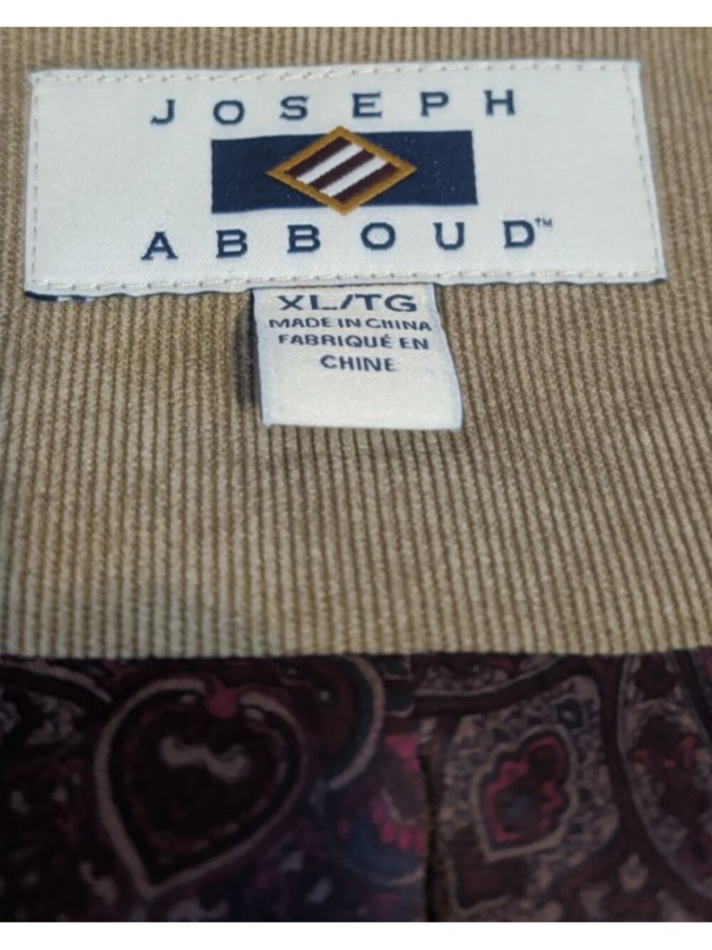 Mens Joseph Abboud Corduroy Suit Vest Brown Camel Xl Formal Wedding Office Prom - Picture 4 of 8